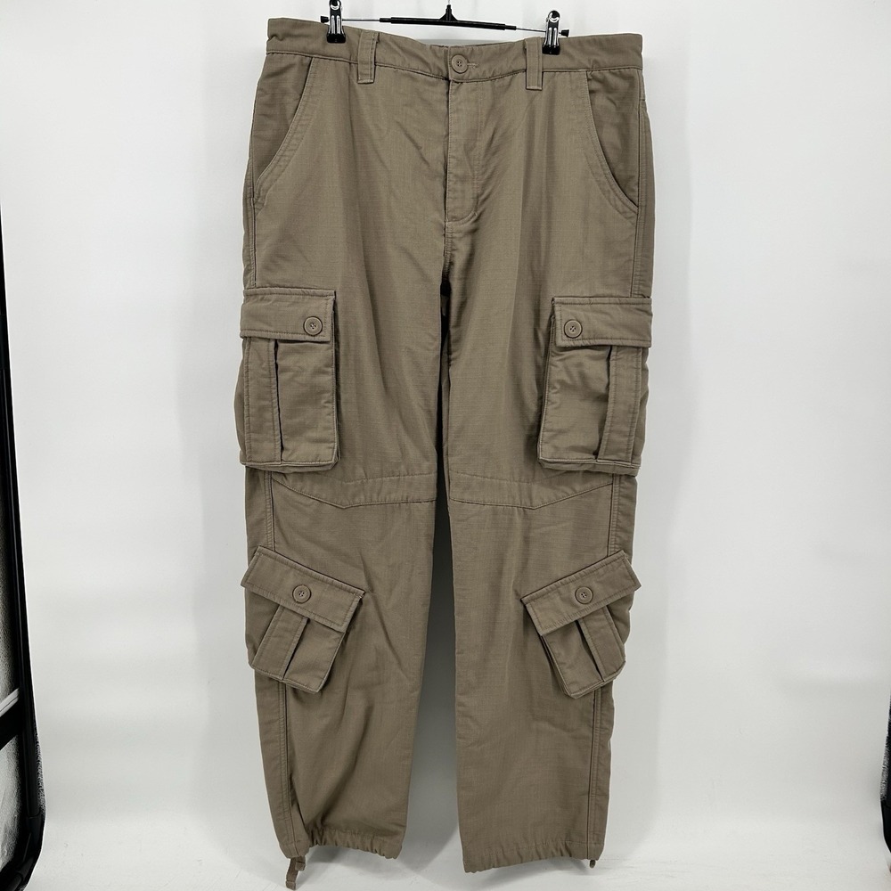 Tactical Cargo Pants Mens 36x31 Khaki Fleece Lined Outdoor Utility - Picture 1 of 13